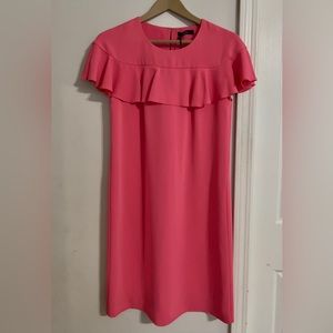 Trina Turk Charleston Ruffle Pink Shift Dress Sz 4